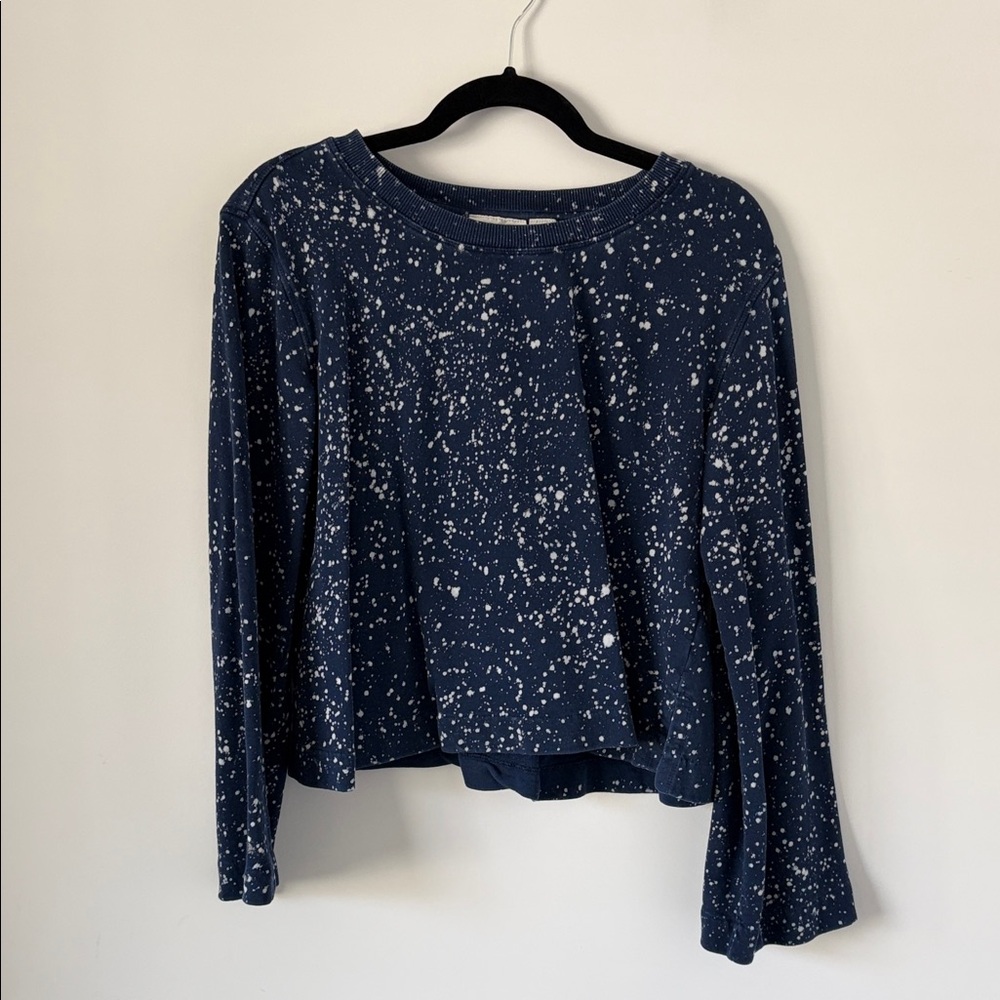 Anthropologie | Maeve Navy and White Paint Speckled Long Sleeve Top Sweatshirt